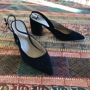 Marc Fisher Suede Leather Slingback Pointy Toe Block Heels